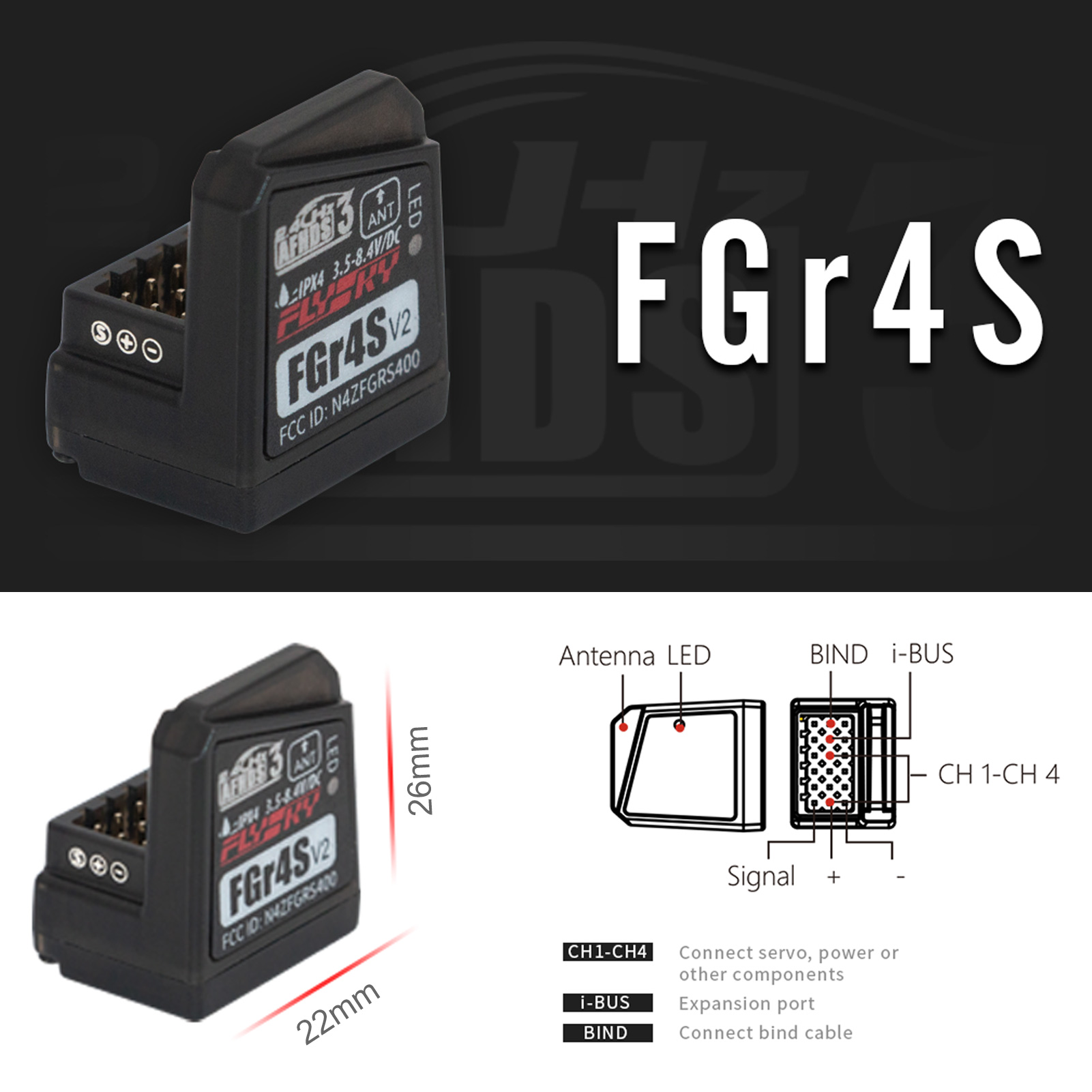 Receptor Flysky FGR4S V2 AFHDS - Flysky Transmitter reseña y precio