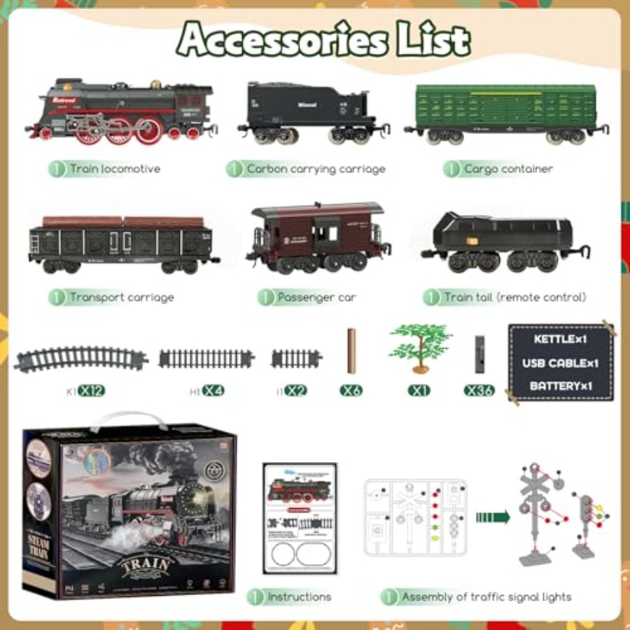 Tren eléctrico navideño con co - Smoke Stopper reseña y precio