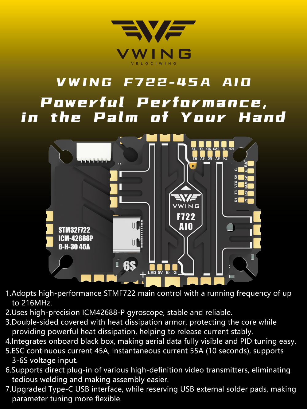 Controlador de vuelo VWING F72 - Betaflight Fc reseña y precio