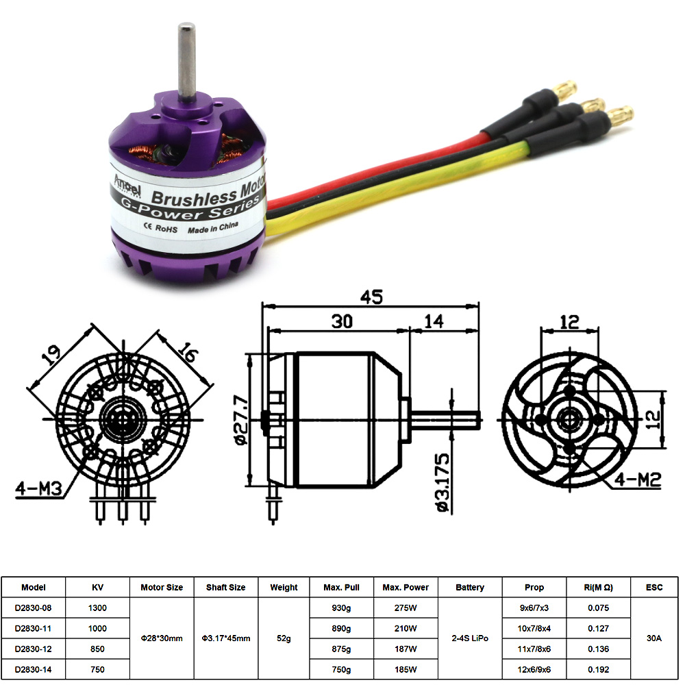 D2830 1300KV 1000KV 850KV 750K - Brushed Drone Motor reseña y precio