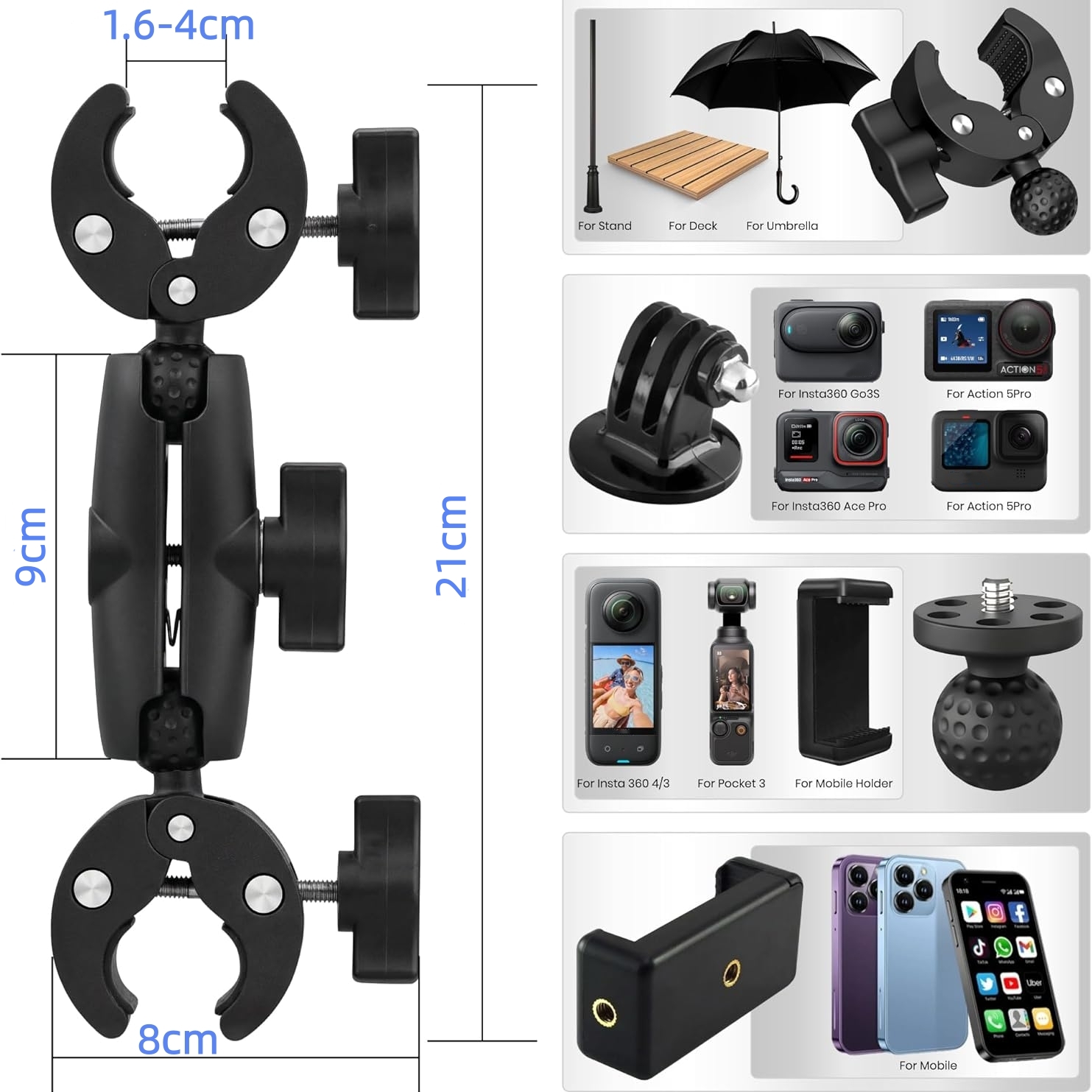 Soporte de cámara con doble cl - Runcam Camera reseña y precio