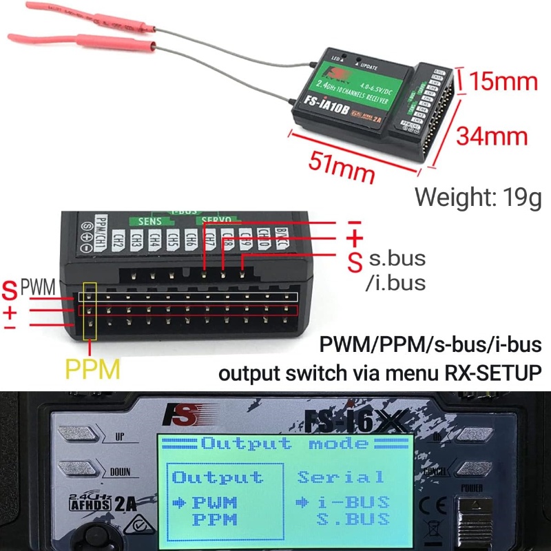 Receptor Flysky FS-iA10B 10CH  - Flysky Transmitter reseña y precio